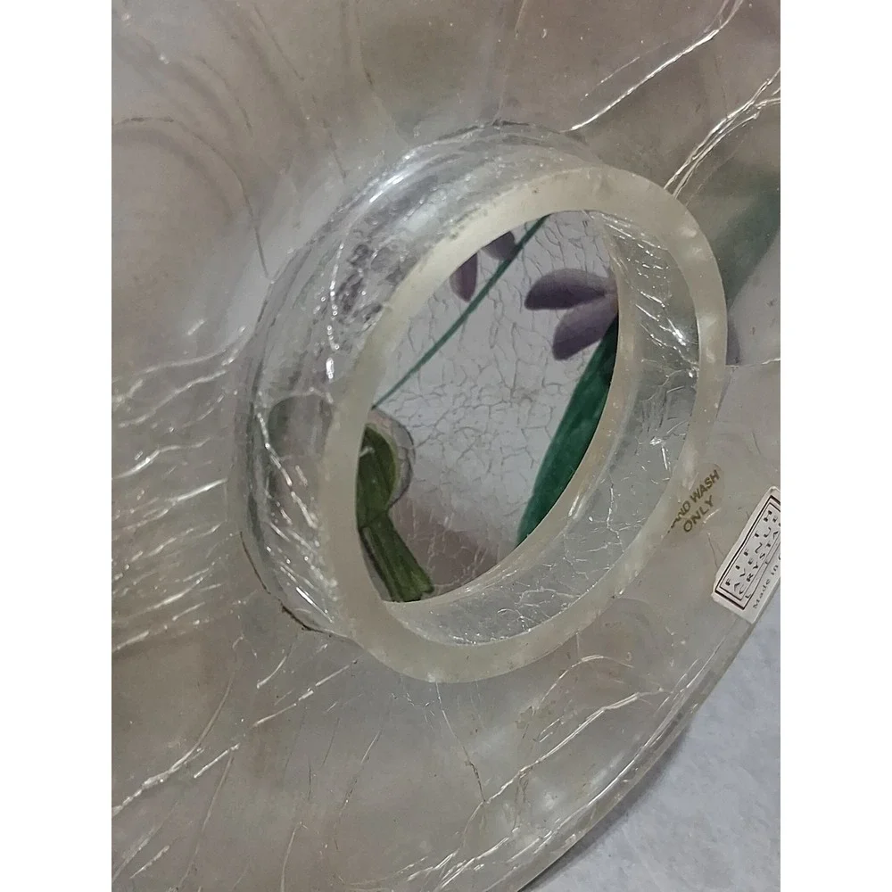 Vintage Fifth Avenue Crystal 2Pc Crackled Tealight Candle Holder Hummingbird🪻🪻